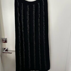 Black Cable-Detail Maxi Skirt